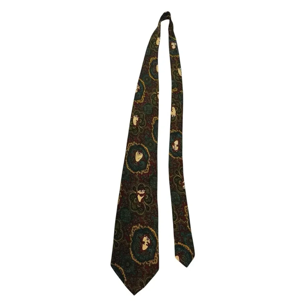 Looney Tunes Taz Paisley Vintage Novelty Necktie 100% Silk Cartoon